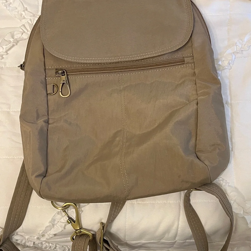 Travelon Taupe Lightweight Everyday Backpack with Gold Hardware